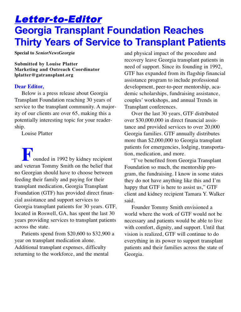 GeorgiaTransplantAssociationCelebrates30YearsofService