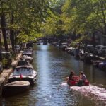 amsterdam, canal, netherlands, city, ferry boats, buildings, waterway